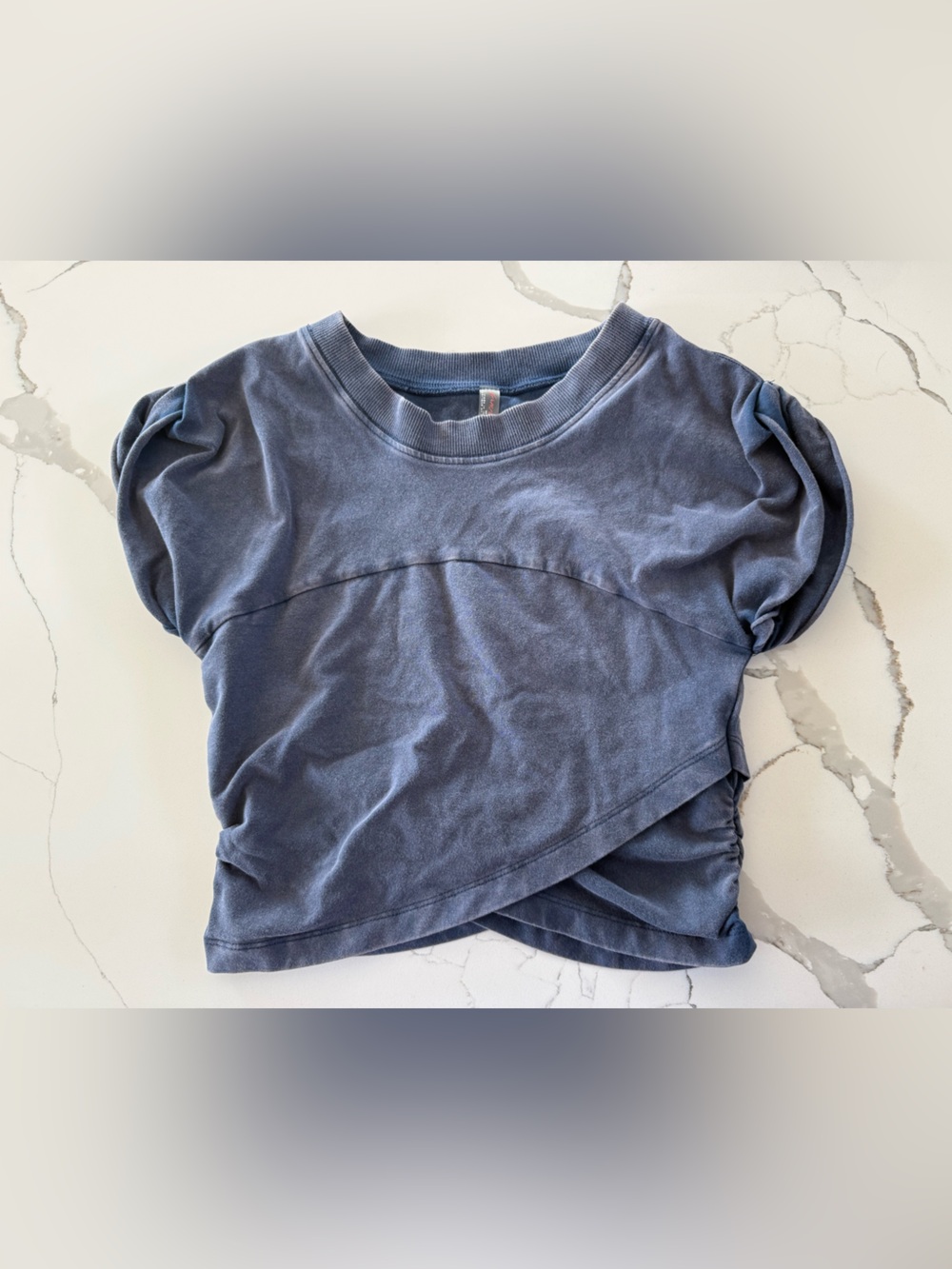 Free People Movement Women's Top XS Blue Hotshot Crossover Cropped Cotton Blend